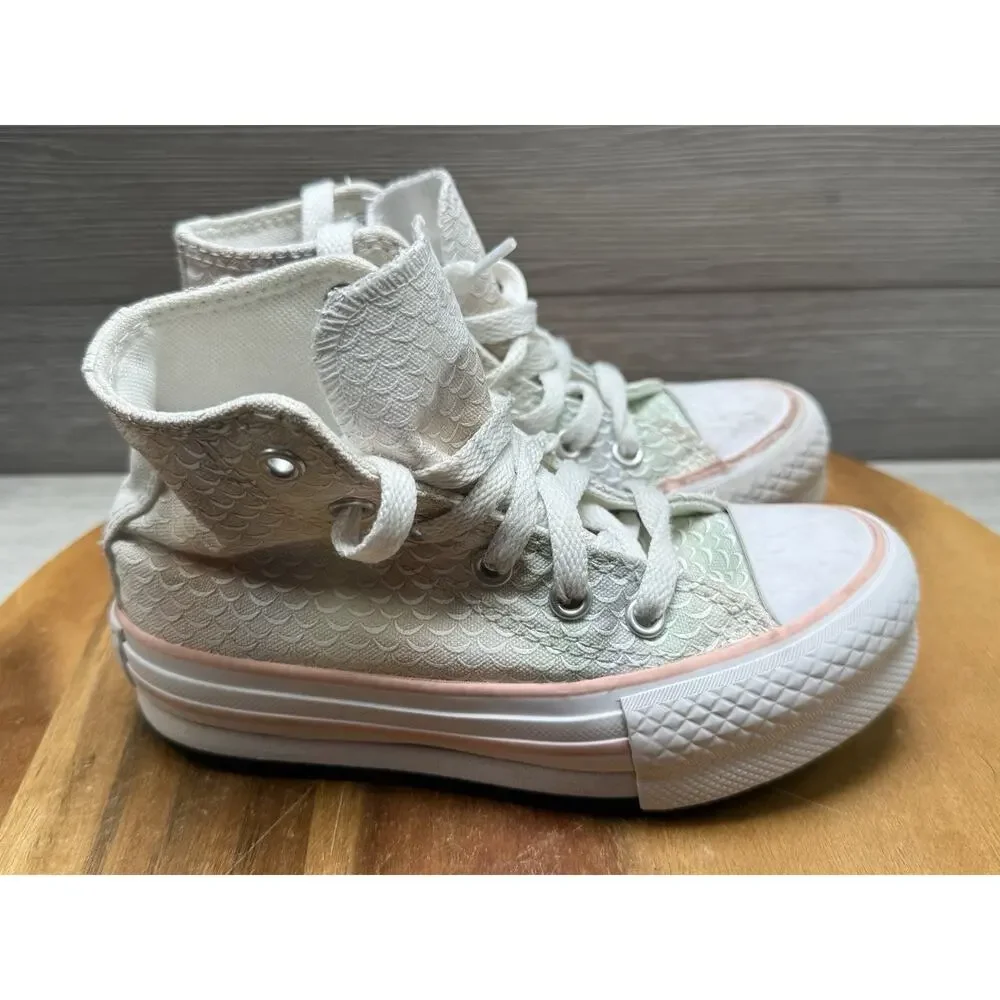 Converse Shoes Sz11 Youth Chuck Taylor Lift Hi Top Pastel Mermaid Scales 372752C